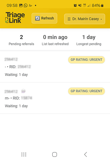Referral list dashboard